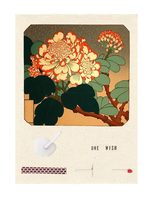 Image of the wish card, Flower Woodblock