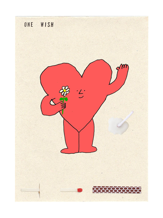 Image of the wish card, Heart with Flower