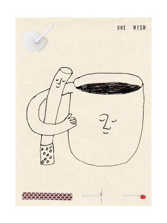 Image of the wish card, Old Friends (coffee and cig)