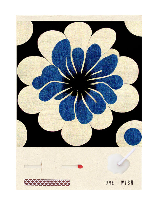 Image of the wish card, Blue Woodblock