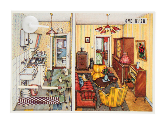 Image of the wish card, Sozialwohnung um 1960; BRD